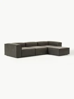 Modulares Sofa Lennon (4-Sitzer) aus recyceltem Leder mit Hocker (links/rechts)