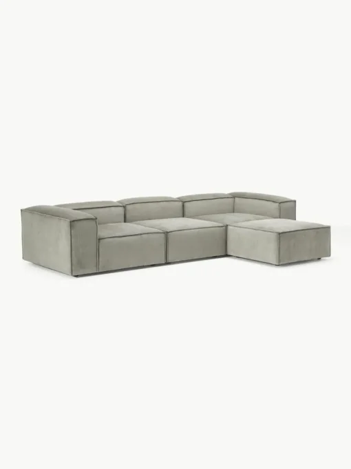 Modulares Sofa Lennon (4-Sitzer) aus Cord mit Hocker (links/rechts)