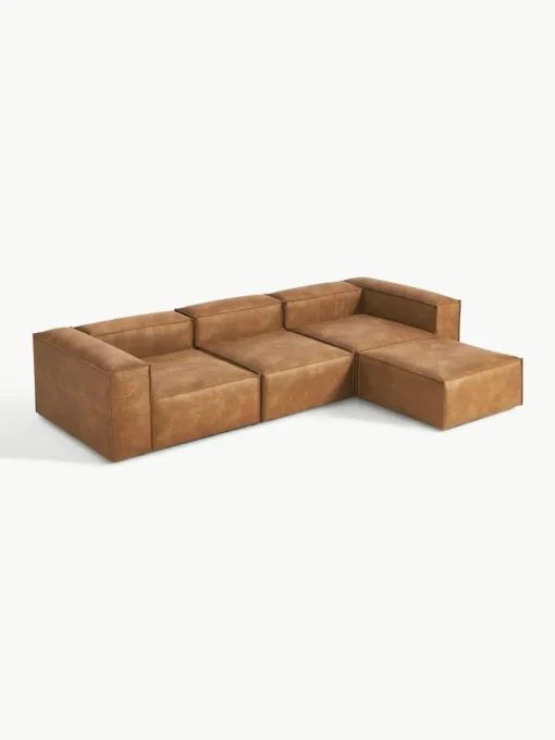Modulares Sofa Lennon (4-Sitzer) aus recyceltem Leder mit Hocker (links/rechts)
