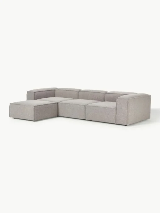 Modulares Sofa Lennon (4-Sitzer) aus Bouclé mit Hocker (links/rechts)