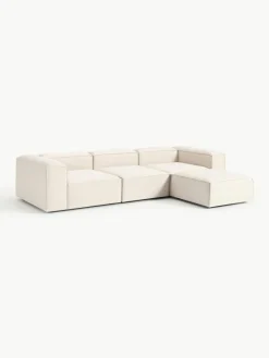 Modulares Sofa Lennon (4-Sitzer) aus Leinen-Mix mit Hocker (links/rechts)
