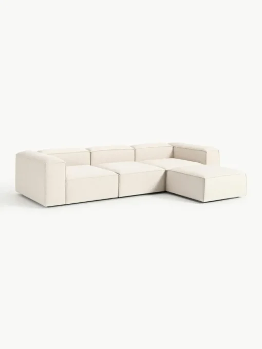 Modulares Sofa Lennon (4-Sitzer) aus Leinen-Mix mit Hocker (links/rechts)