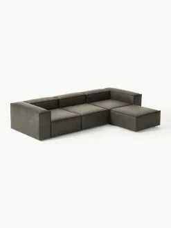 Modulares Sofa Lennon (4-Sitzer) aus recyceltem Leder mit Hocker (links/rechts)