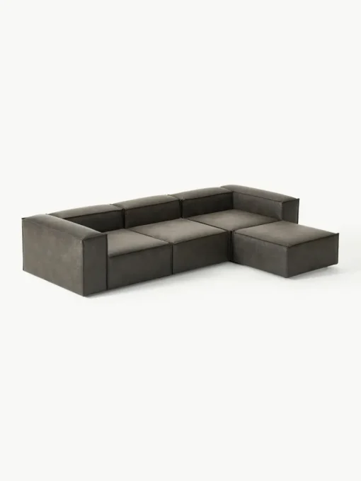 Modulares Sofa Lennon (4-Sitzer) aus recyceltem Leder mit Hocker (links/rechts)