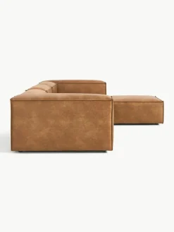 Modulares Sofa Lennon (4-Sitzer) aus recyceltem Leder mit Hocker (links/rechts)