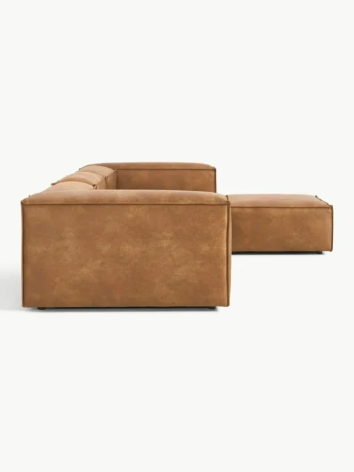 Modulares Sofa Lennon (4-Sitzer) aus recyceltem Leder mit Hocker (links/rechts)