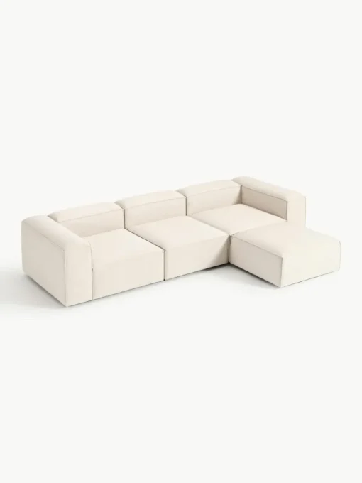 Modulares Sofa Lennon (4-Sitzer) aus Leinen-Mix mit Hocker (links/rechts)