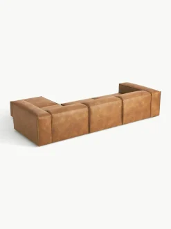 Modulares Sofa Lennon (4-Sitzer) aus recyceltem Leder mit Hocker (links/rechts)
