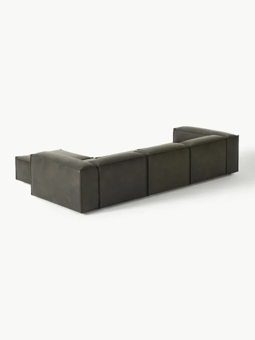 Modulares Sofa Lennon (4-Sitzer) aus recyceltem Leder mit Hocker (links/rechts)