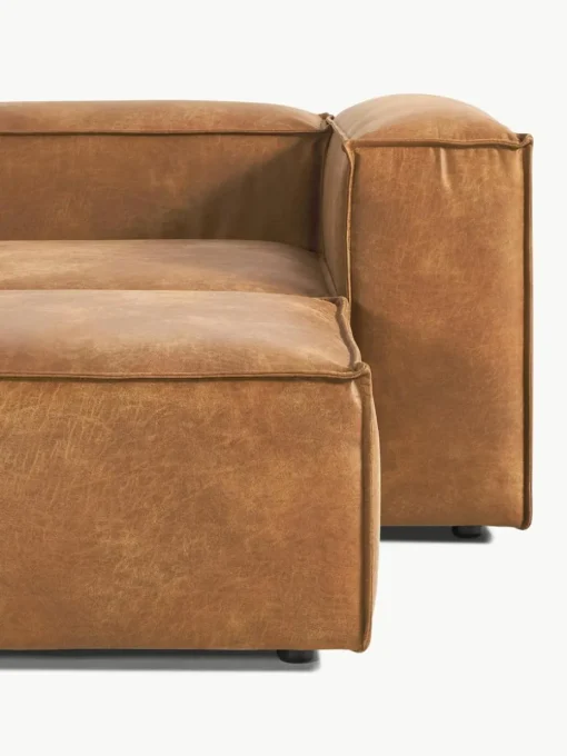 Modulares Sofa Lennon (4-Sitzer) aus recyceltem Leder mit Hocker (links/rechts)