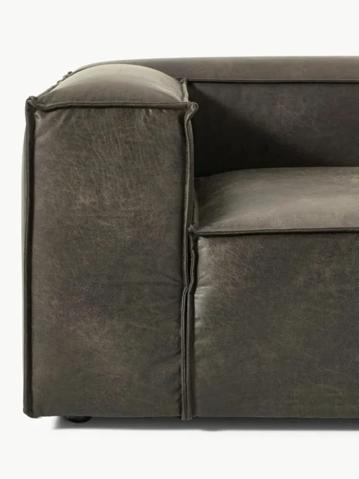 Modulares Sofa Lennon (4-Sitzer) aus recyceltem Leder mit Hocker (links/rechts)
