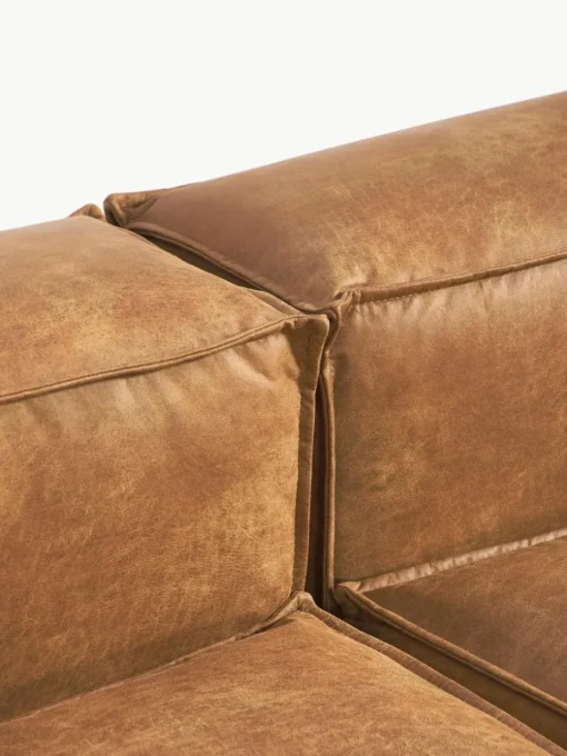 Modulares Sofa Lennon (4-Sitzer) aus recyceltem Leder mit Hocker (links/rechts)
