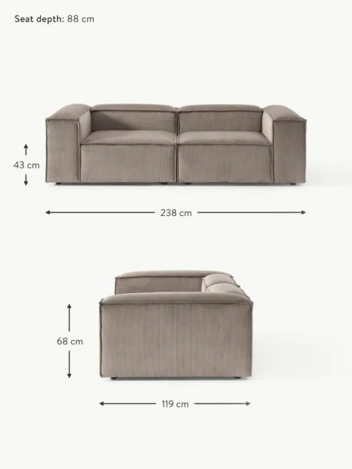 Modulares Sofa Lennon (3-Sitzer) aus Cord