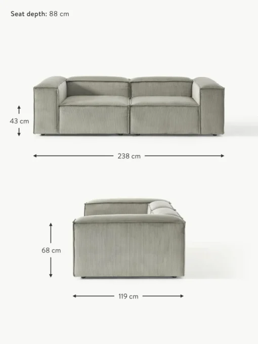 Modulares Sofa Lennon (3-Sitzer) aus Cord