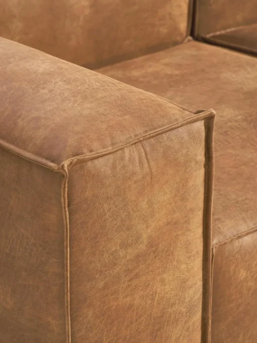 Modulares Sofa Lennon (4-Sitzer) aus recyceltem Leder mit Hocker (links/rechts)