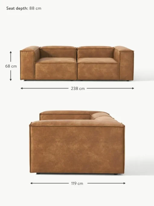 Modulares Sofa Lennon (3-Sitzer) aus recyceltem Leder