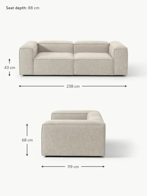 Modulares Sofa Lennon (3-Sitzer) aus Leinen-Mix
