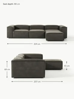 Modulares Sofa Lennon (4-Sitzer) aus recyceltem Leder mit Hocker (links/rechts)