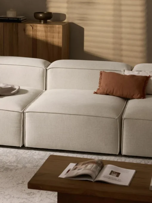 Modulares Sofa Lennon (4-Sitzer) aus Leinen-Mix