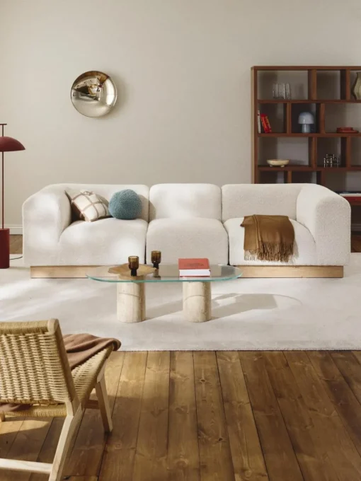 Modulares Sofa Natalie (3-Sitzer) aus Teddy-Bouclé