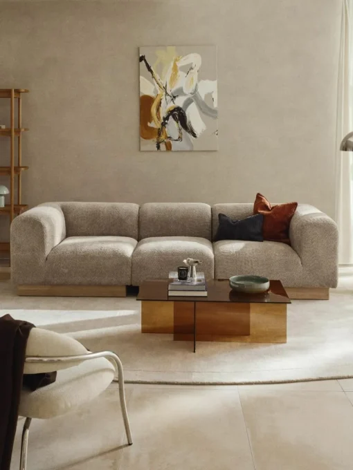 Modulares Sofa Natalie (3-Sitzer) aus Teddy-Bouclé