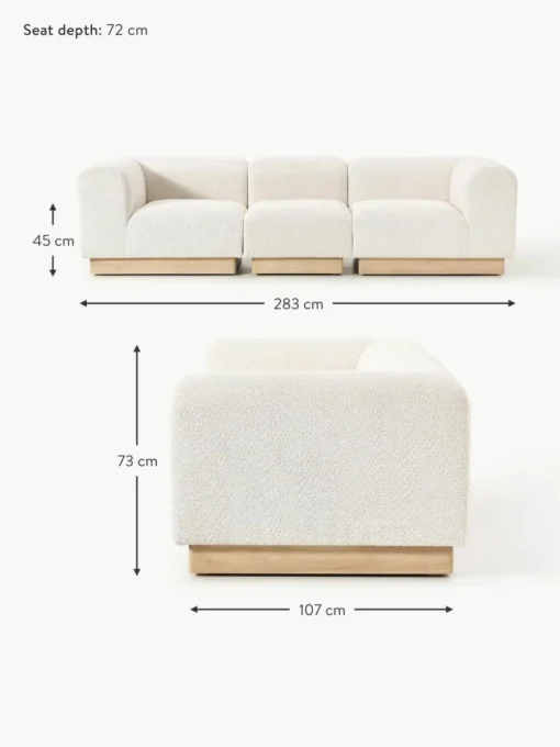 Modulares Sofa Natalie (3-Sitzer) aus Teddy-Bouclé