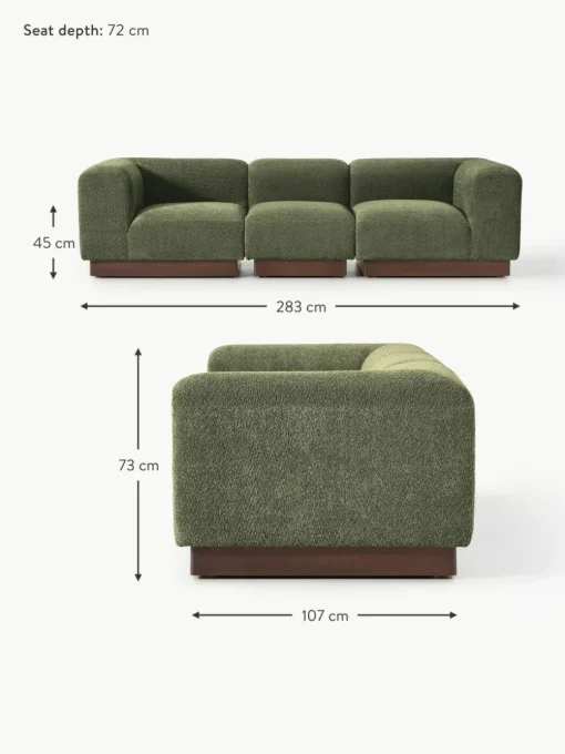 Modulares Sofa Natalie (3-Sitzer) aus Teddy-Bouclé