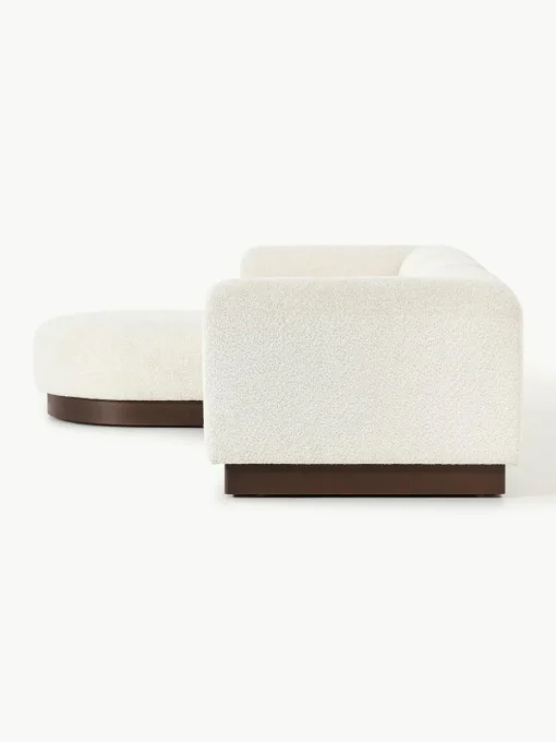 Modulares Sofa Natalie (3-Sitzer) aus Teddy-Bouclé mit Hocker