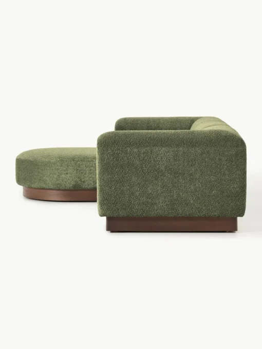 Modulares Sofa Natalie (3-Sitzer) aus Teddy-Bouclé mit Hocker