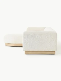 Modulares Sofa Natalie (3-Sitzer) aus Teddy-Bouclé mit Hocker