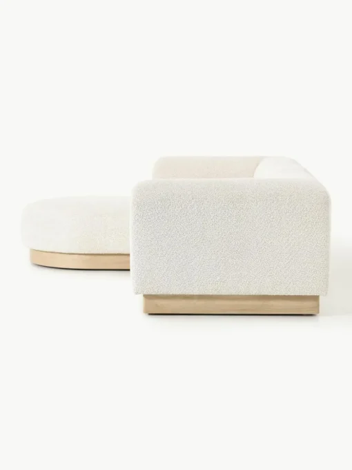 Modulares Sofa Natalie (3-Sitzer) aus Teddy-Bouclé mit Hocker