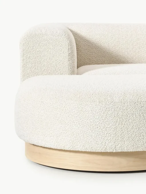 Modulares Sofa Natalie (3-Sitzer) aus Teddy-Bouclé mit Hocker