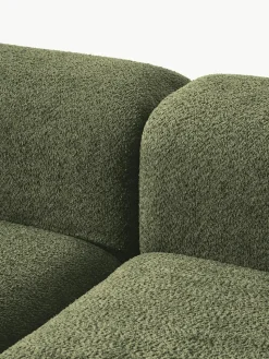 Modulares Sofa Natalie (3-Sitzer) aus Teddy-Bouclé mit Hocker
