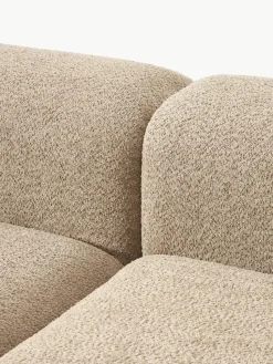 Modulares Sofa Natalie (3-Sitzer) aus Teddy-Bouclé mit Hocker