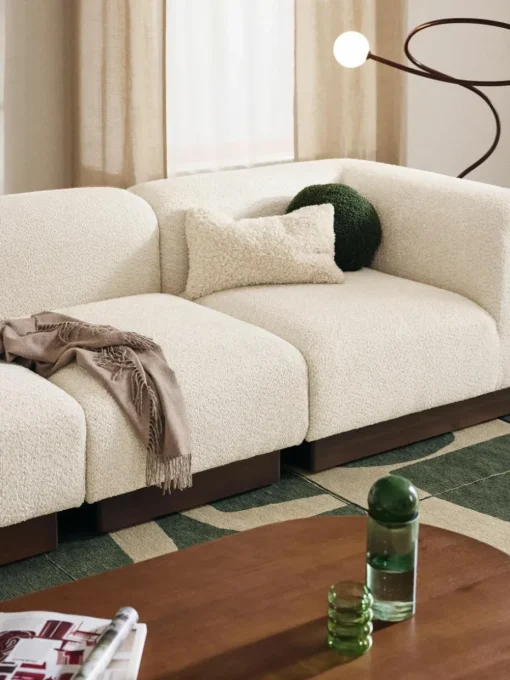 Modulares Sofa Natalie (3-Sitzer) aus Teddy-Bouclé