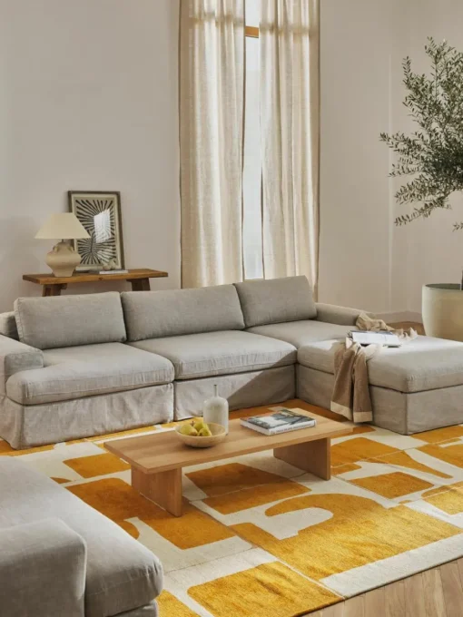 Modulares Sofa Russell (4-Sitzer) mit Hocker (links/rechts)