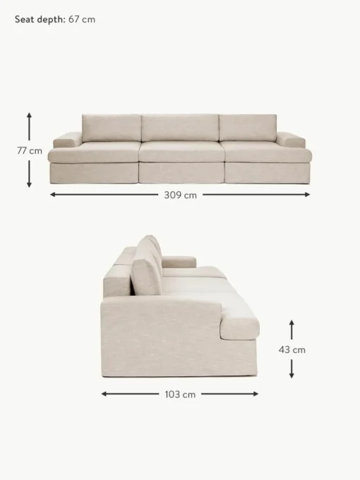 Modulares Sofa Russell (4-Sitzer) mit abnehmbaren Bezügen