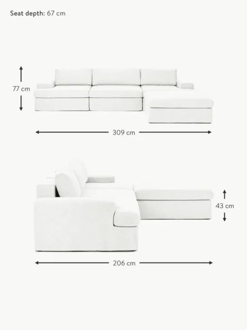 Modulares Sofa Russell (4-Sitzer) mit Hocker (links/rechts)