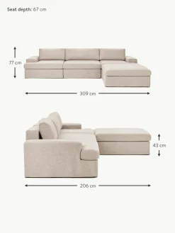 Modulares Sofa Russell (4-Sitzer) mit Hocker (links/rechts)