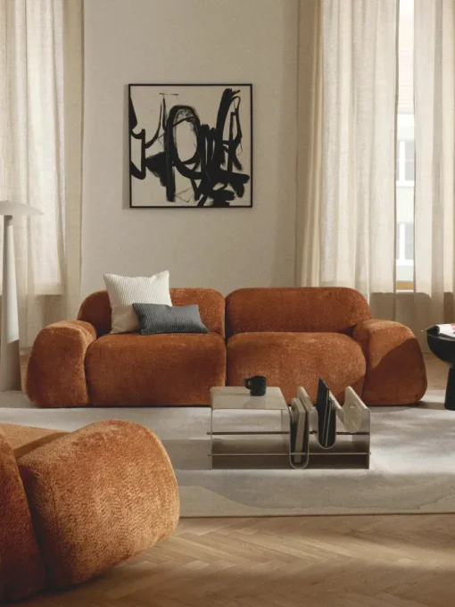 Modulares Sofa Wolke (3-Sitzer) aus Teddy-Bouclé