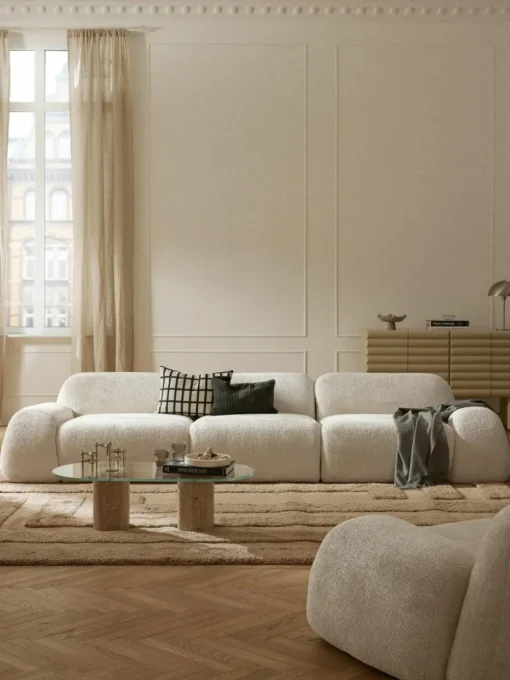 Modulares Sofa Wolke (4-Sitzer) aus Teddy-Bouclé