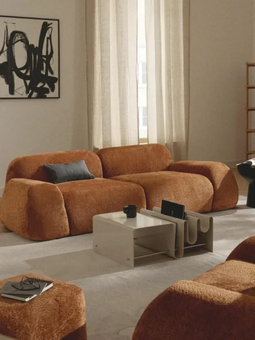 Modulares Sofa Wolke (3-Sitzer) aus Teddy-Bouclé