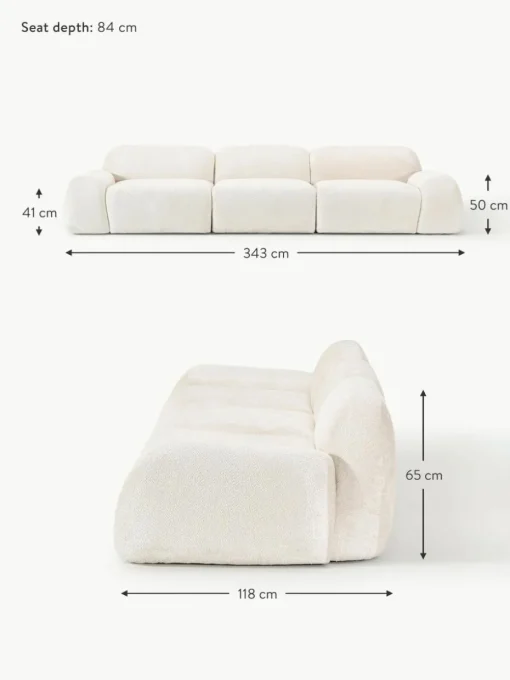 Modulares Sofa Wolke (4-Sitzer) aus Teddy-Bouclé