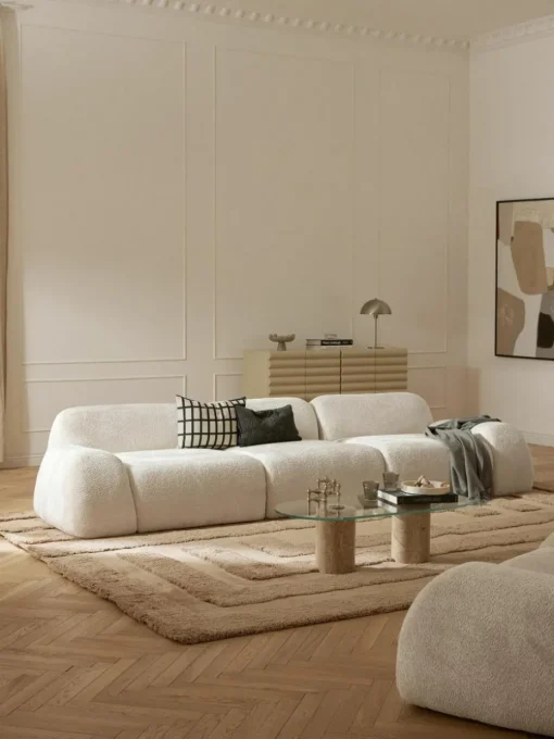 Modulares Sofa Wolke (4-Sitzer) aus Teddy-Bouclé