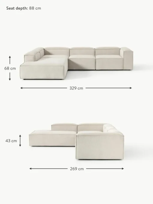 Modulares XL-Ecksofa Lennon aus Cord