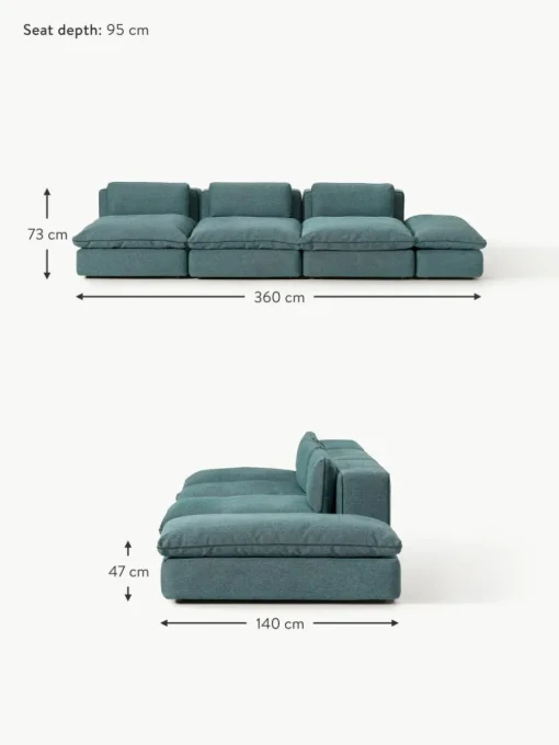 Modulares XL-Sofa Felix (3-Sitzer) mit Hocker