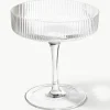 Mundgeblasene Champagnerschalen Ripple mit Rillenrelief, 2 Stück