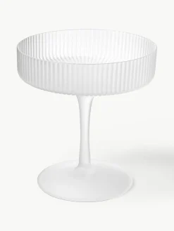 Mundgeblasene Champagnerschalen Ripple mit Rillenrelief, 2 Stück