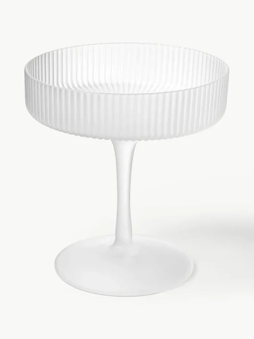 Mundgeblasene Champagnerschalen Ripple mit Rillenrelief, 2 Stück
