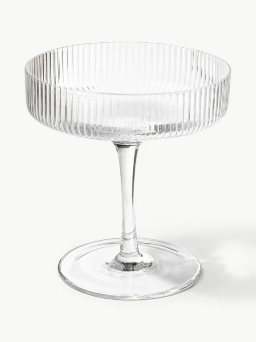 Mundgeblasene Champagnerschalen Ripple mit Rillenrelief, 2 Stück